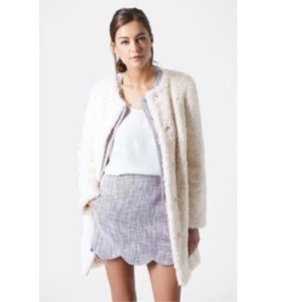 TOPSHOP Cream Lined‎ Faux Fur Coat With Pockets- Size 2- STUNNING New With Tags